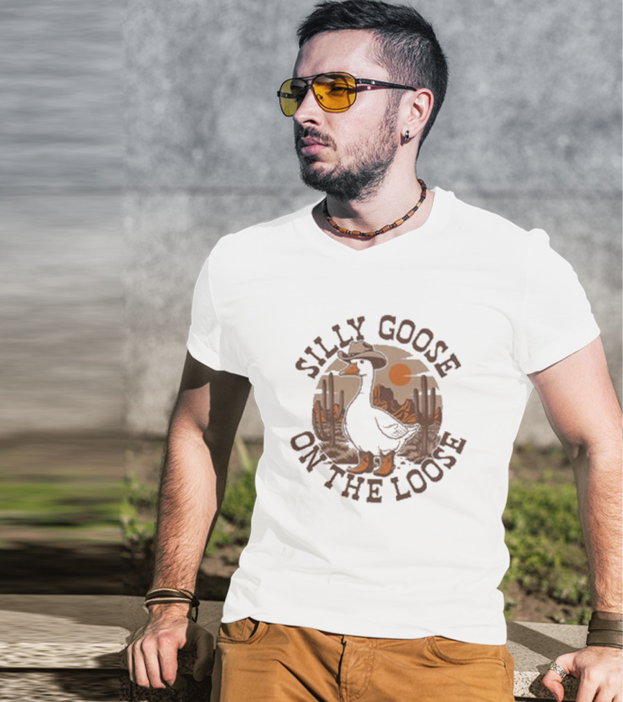 Silly Goose On The Loose Cowboy Desert Scene T-Shirt
