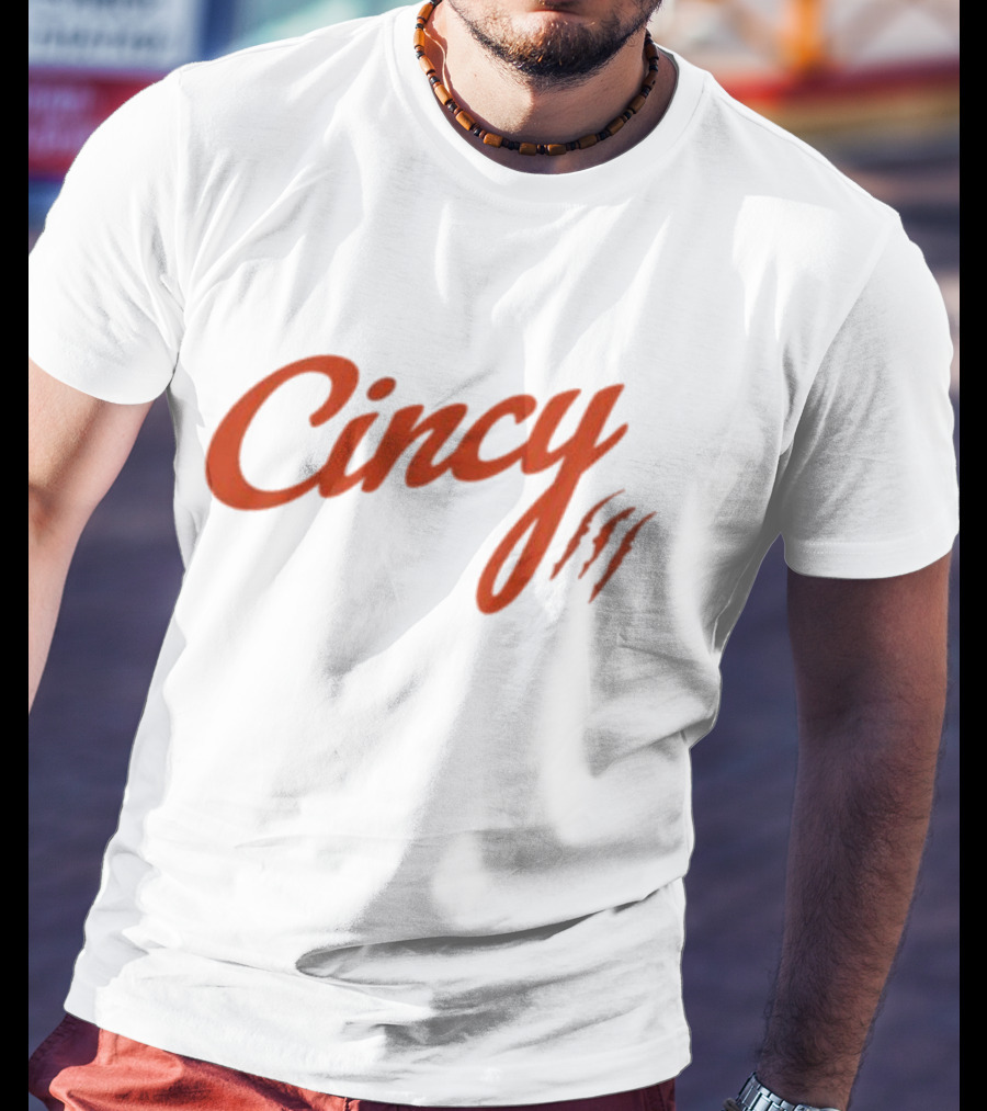 Cincy Script With Orange Claw Marks T-Shirt