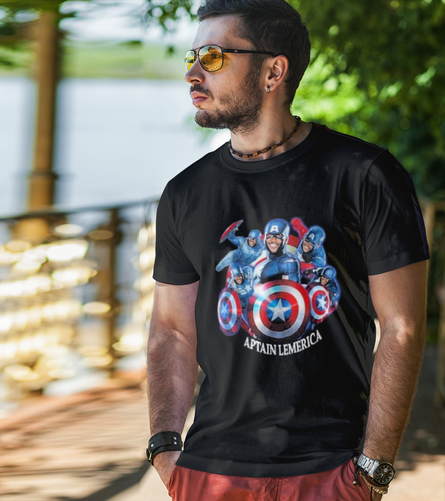 Captain Lemerica Superhero Parody Shield Characters T-Shirt