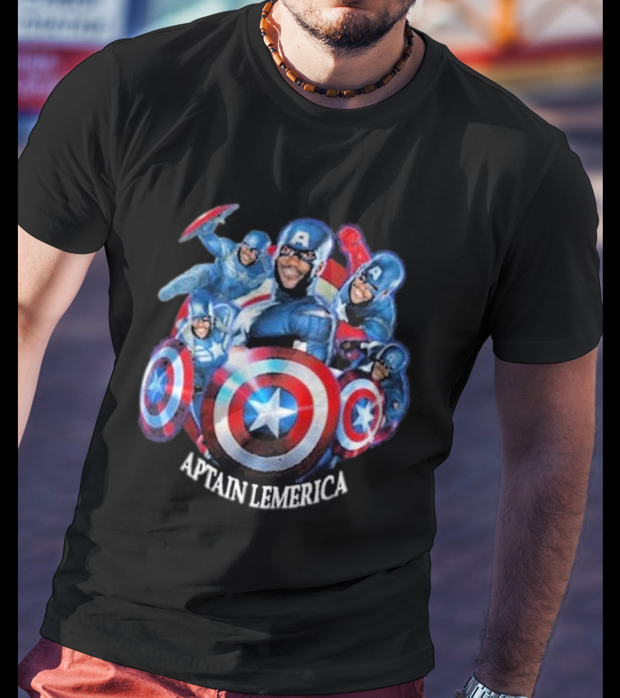 Captain Lemerica Superhero Parody Shield Characters T-Shirt
