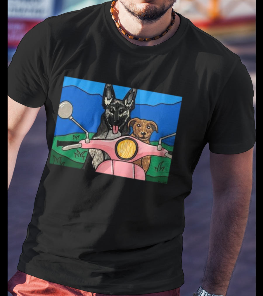 Pinkscooter Vespa Dogs Adventure T-Shirt