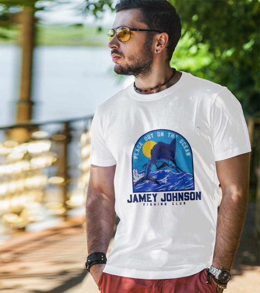 Place Out On The Ocean Jamey Johnson Fishing Club Marlin Jumping T-Shirt