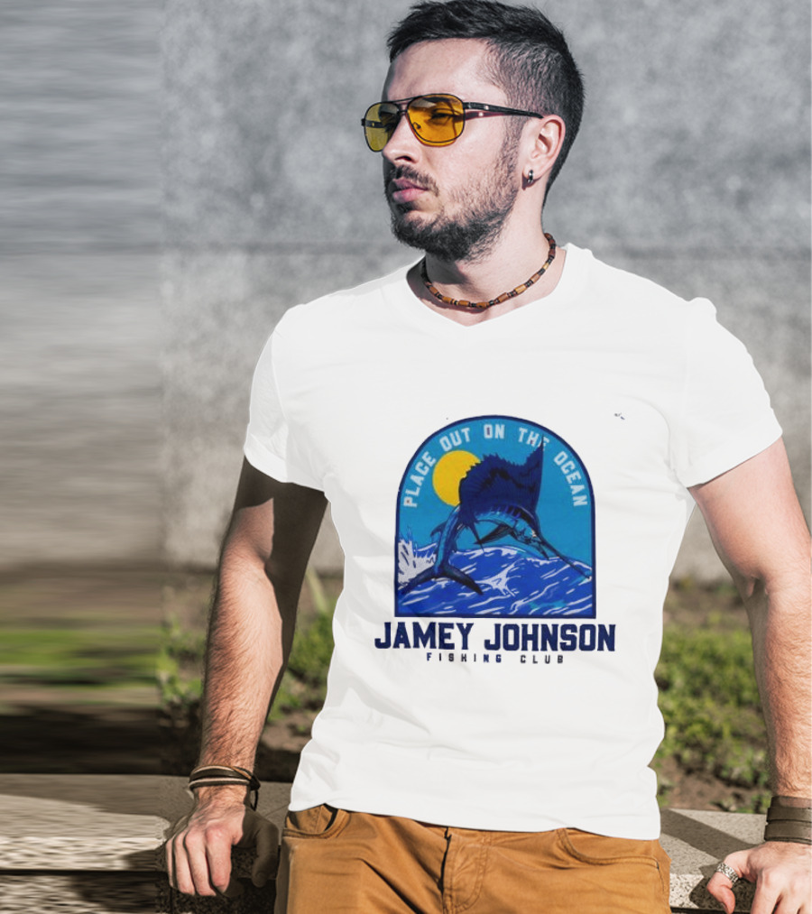 Place Out On The Ocean Jamey Johnson Fishing Club Marlin Jumping T-Shirt