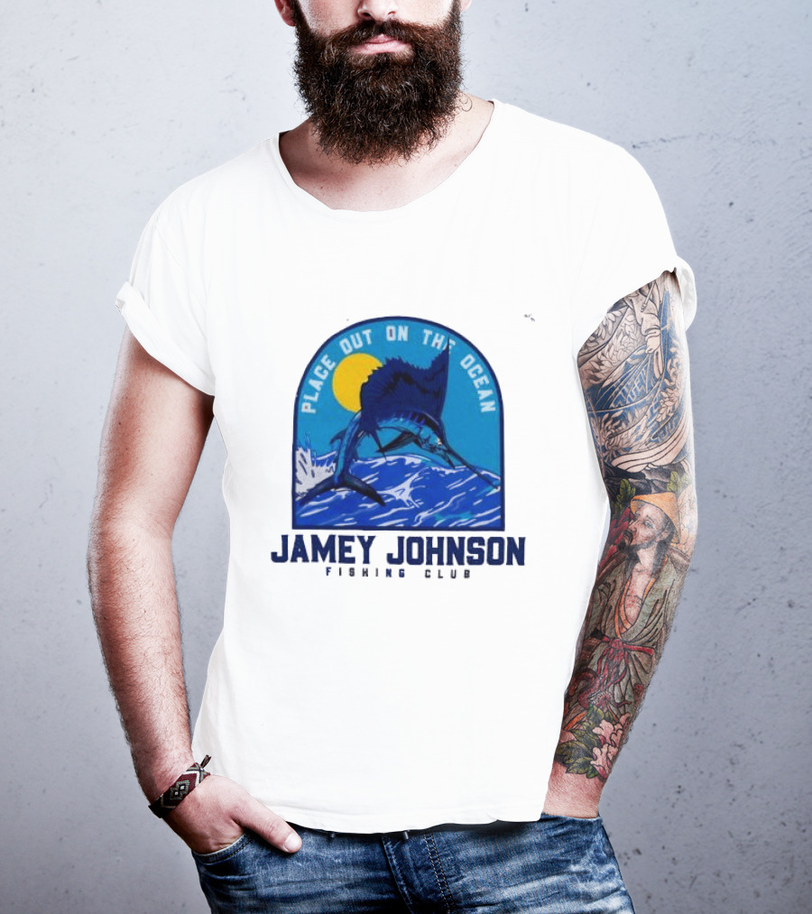 Place Out On The Ocean Jamey Johnson Fishing Club Marlin Jumping T-Shirt