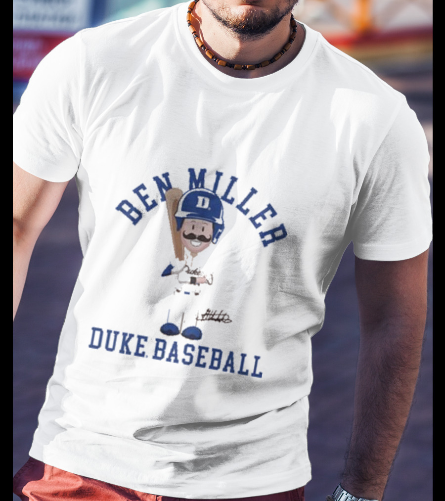 Ben Miller Duke Baseball Chibi Cartoon Signature T-Shirt