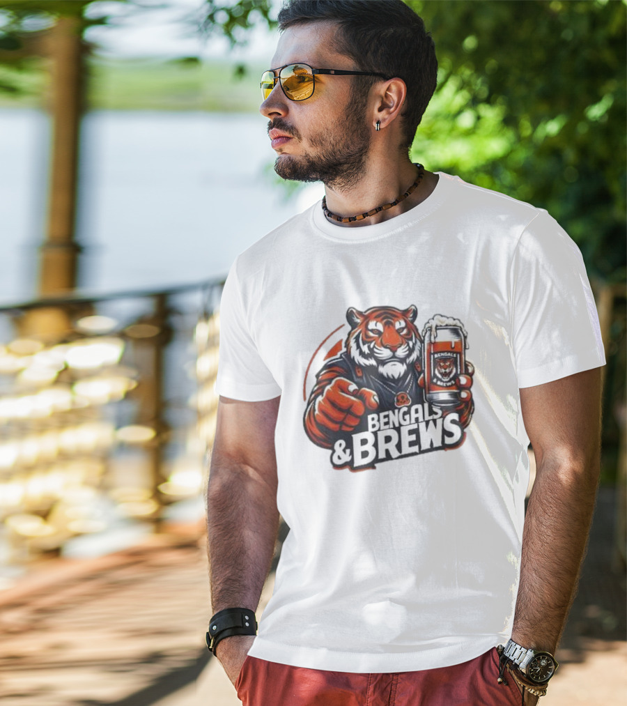 Bengals And Brews Tiger Beer Mug Football Fan T-Shirt