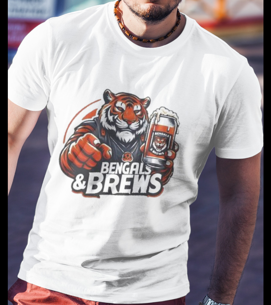 Bengals And Brews Tiger Beer Mug Football Fan T-Shirt