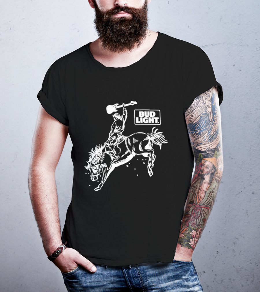 Bud Light Guitar Riding Rodeo Horse T-Shirt