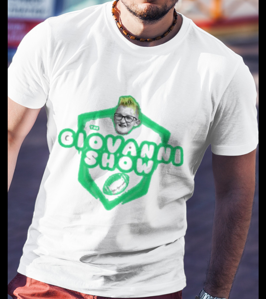 Support The Giovanni Show Football Badge T-Shirt