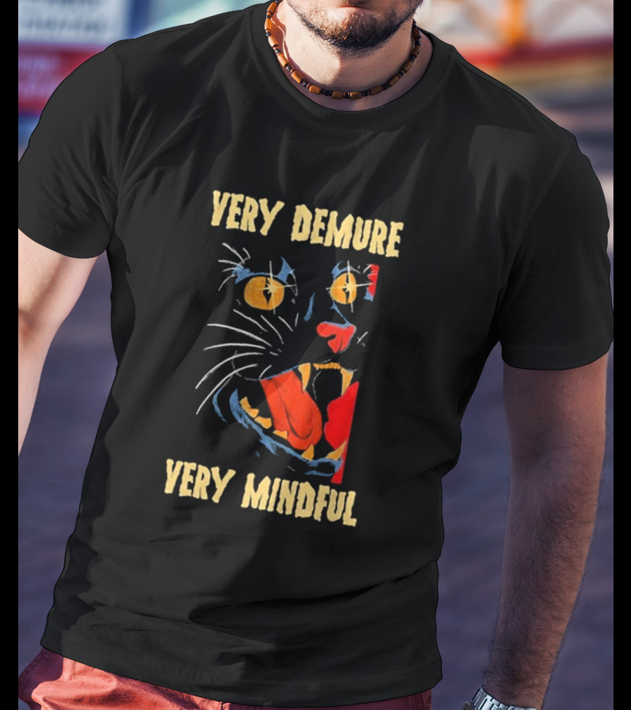 Very Demure Very Mindful Black Cat T-Shirt