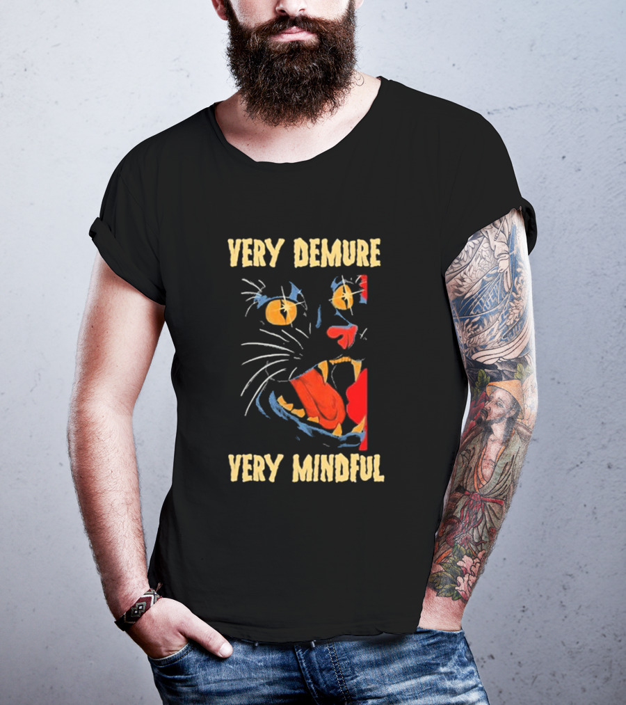 Very Demure Very Mindful Black Cat T-Shirt