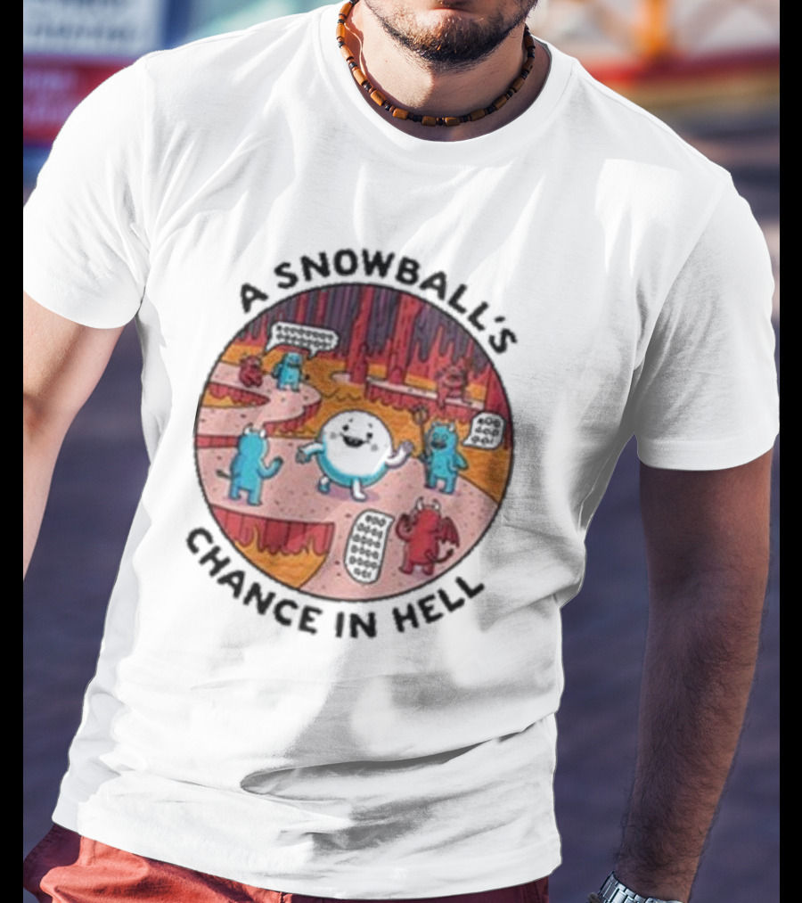 A Snowball’s Chance In Hell Blue And Red Demon Cartoon Scene T-Shirt