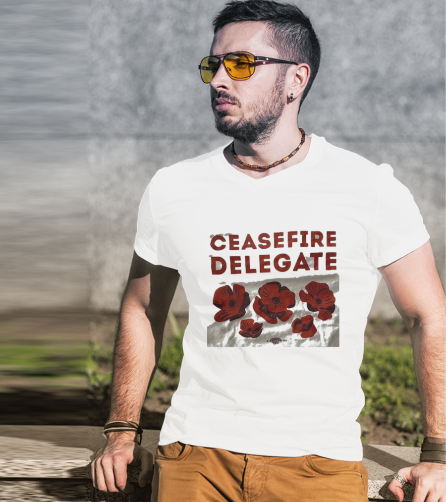 Ceasefire Delegate Red Poppies And Peace T-Shirt