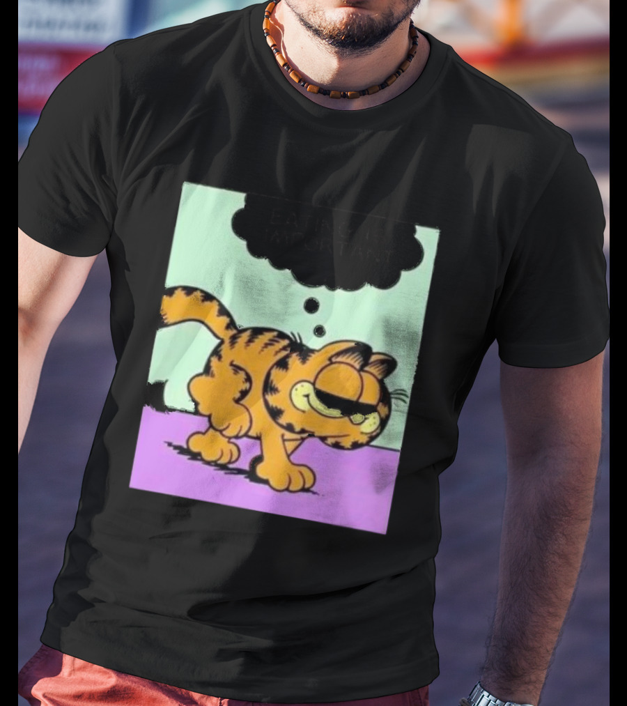Garfield Eating Is Important Cartoon Character Comic Strip Image T-Shirt