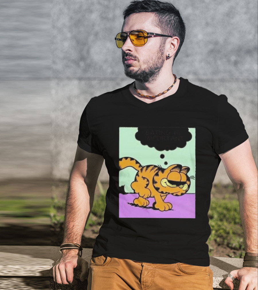 Garfield Eating Is Important Cartoon Character Comic Strip Image T-Shirt