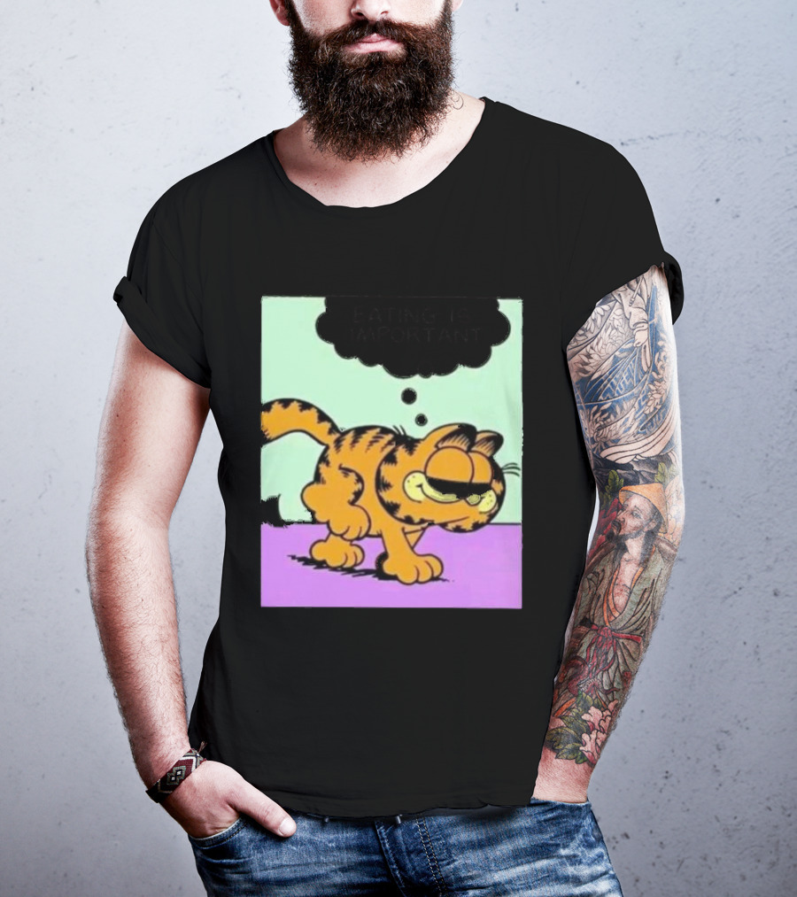 Garfield Eating Is Important Cartoon Character Comic Strip Image T-Shirt