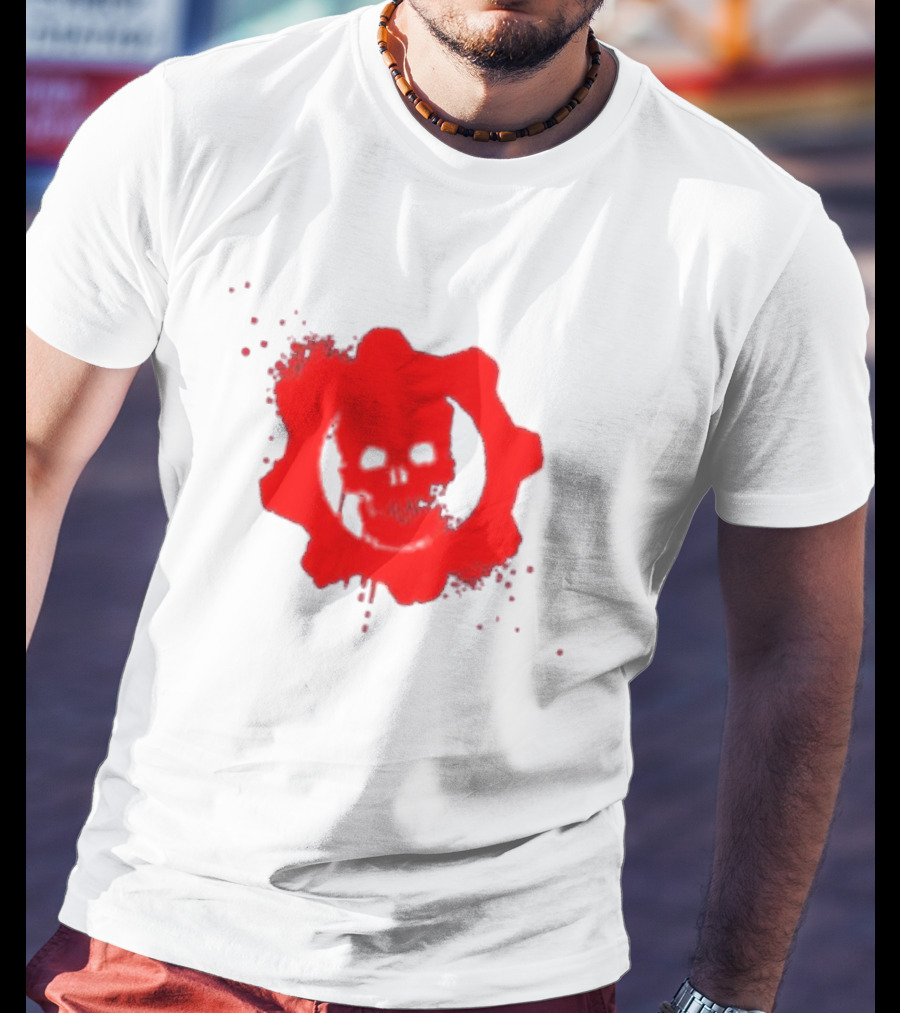 Gears Of War Crimson Omen Icon In Red With Skull T-Shirt