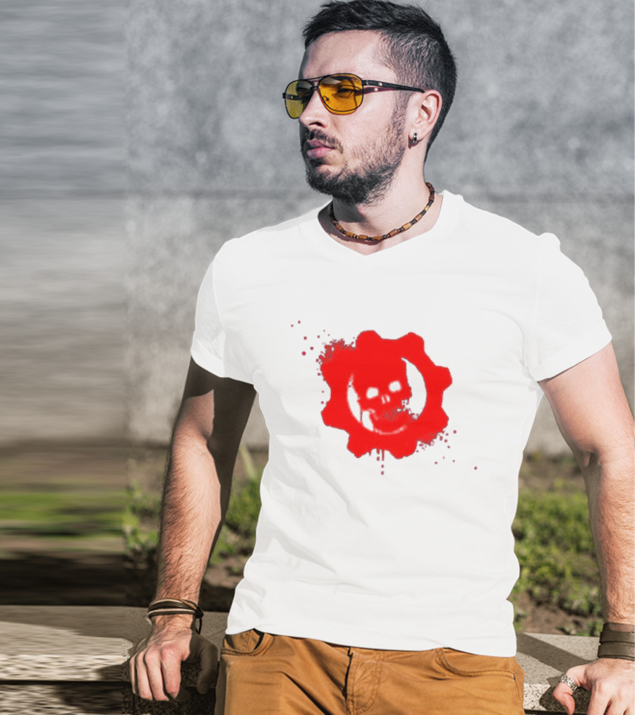 Gears Of War Crimson Omen Icon In Red With Skull T-Shirt