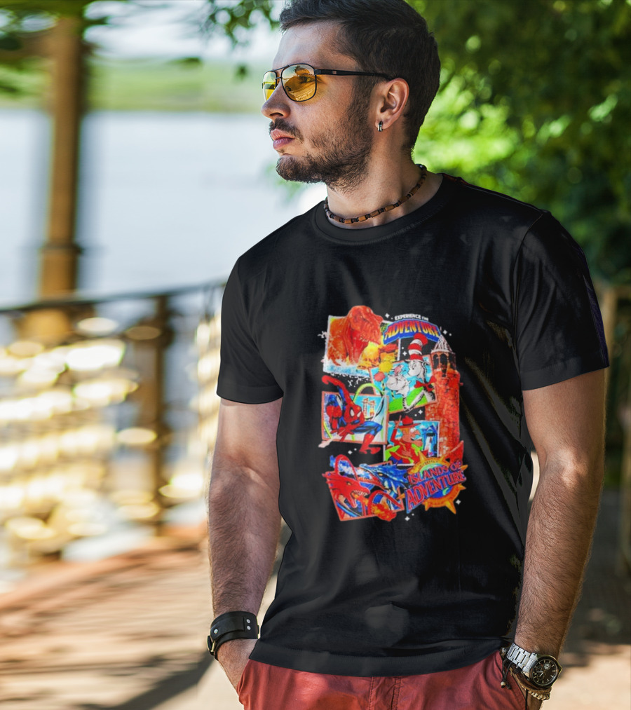 Experience The Adventure Islands Of Adventure 25 Years With Spider-Man, Jurassic Park, Cat In The Hat T-Shirt