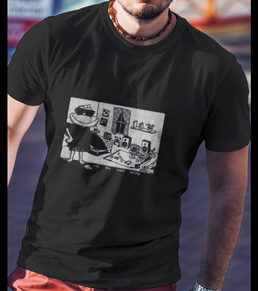 I’m A Beach Boy I Do Not Like The Beach Or Leaving My House Retro Cartoon Bedroom Scene T-Shirt