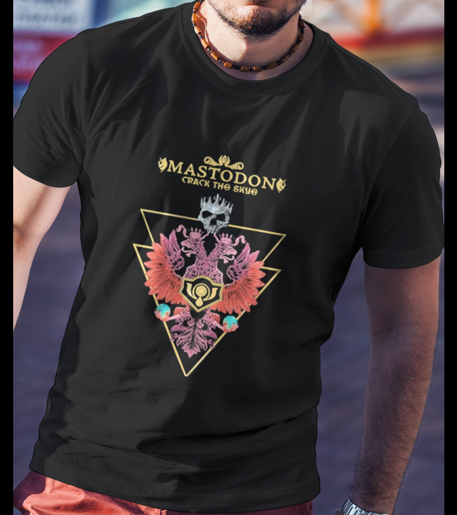 Mastodon Crack The Skye Geometric Skull Double Eagle Triangle T-Shirt