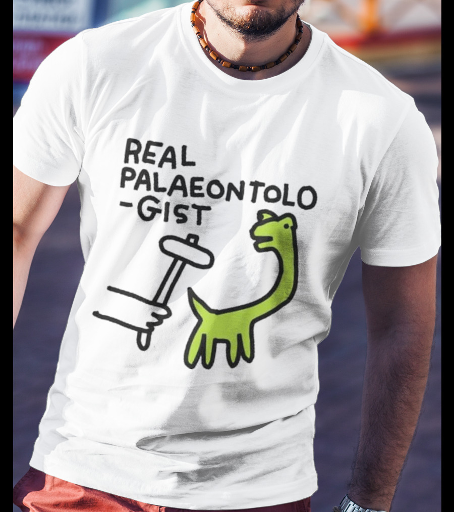 Real Palaeontologist Dinosaur Hammer Green Hand Drawing T-Shirt