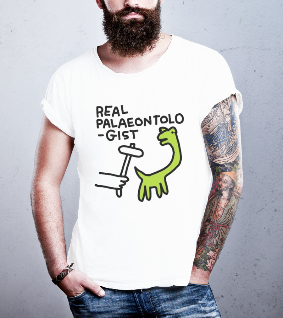 Real Palaeontologist Dinosaur Hammer Green Hand Drawing T-Shirt