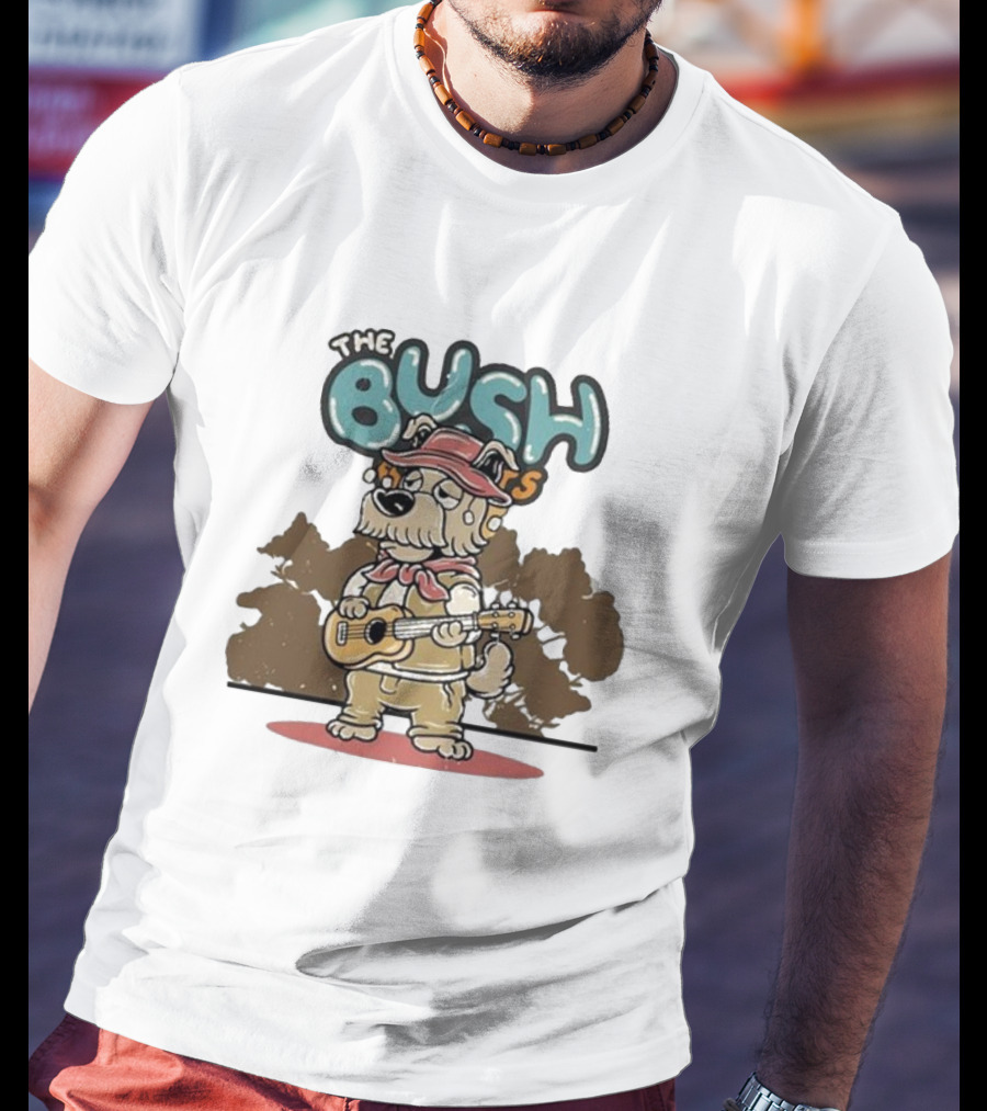 The Bush Bandits Kelpie Dog Wearing Cork Hat And Playing Guitar T-Shirt