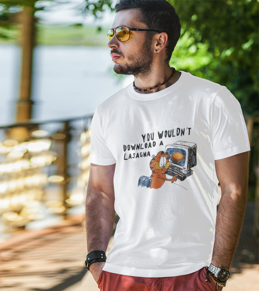 Garfield You Wouldn’t Download A Lasagna Computer Meme T-Shirt
