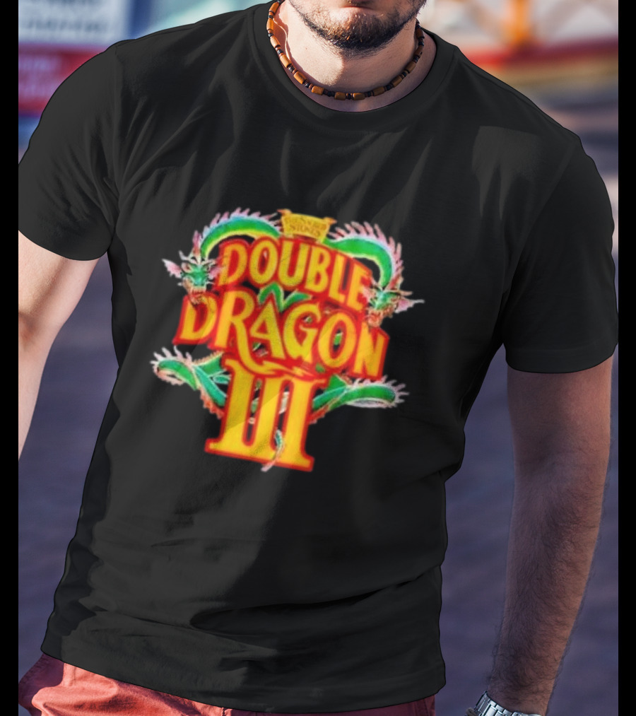 Double Dragon III Retro Video Game Arcade Logo Clash Of Dragons T-Shirt