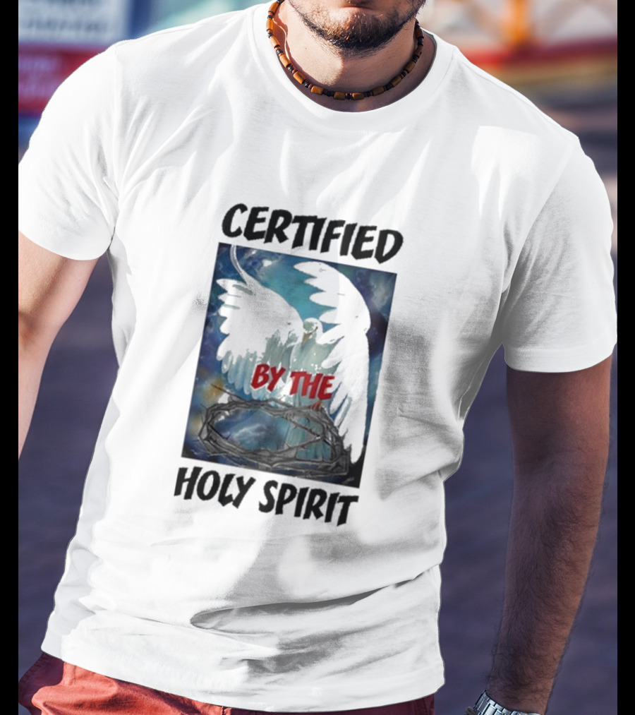 Certified By The Holy Spirit Angel Wings Cross Clouds T-Shirt