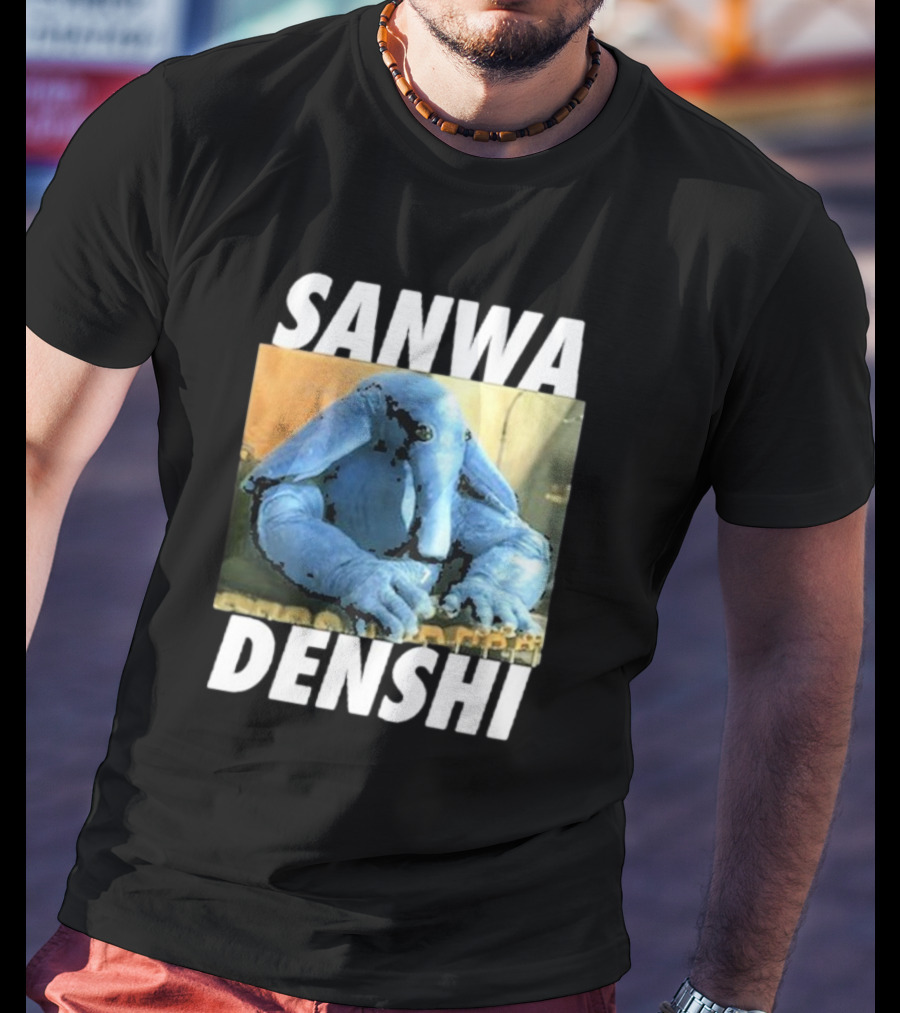 SANWA DENSHI Blue Elephant Playing Keyboards T-Shirt