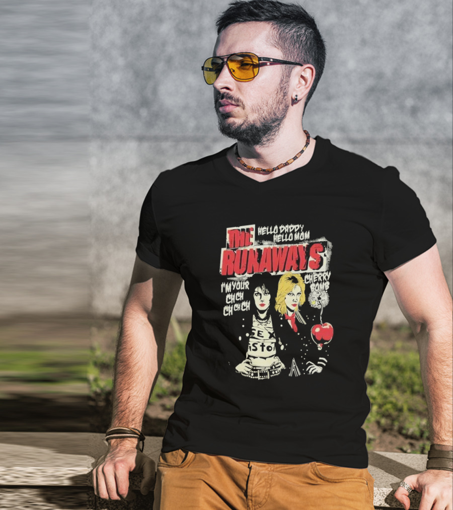 The Runaways Hello Daddy Hello Mom I'm Your Cherry Bomb Ch Ch Ch Ch Cherry Bomb T-Shirt