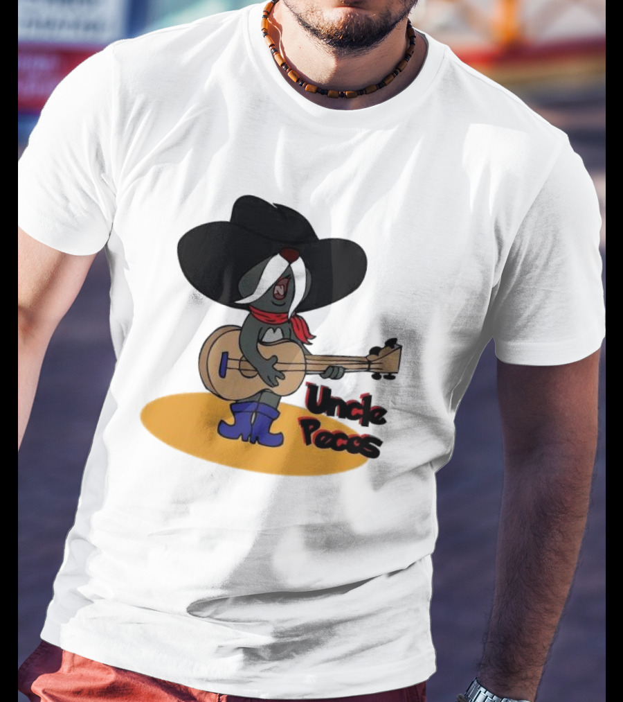 Tom And Jerry Uncle Pecos Playing Guitar With Big Black Hat And Red Scarf T-Shirt