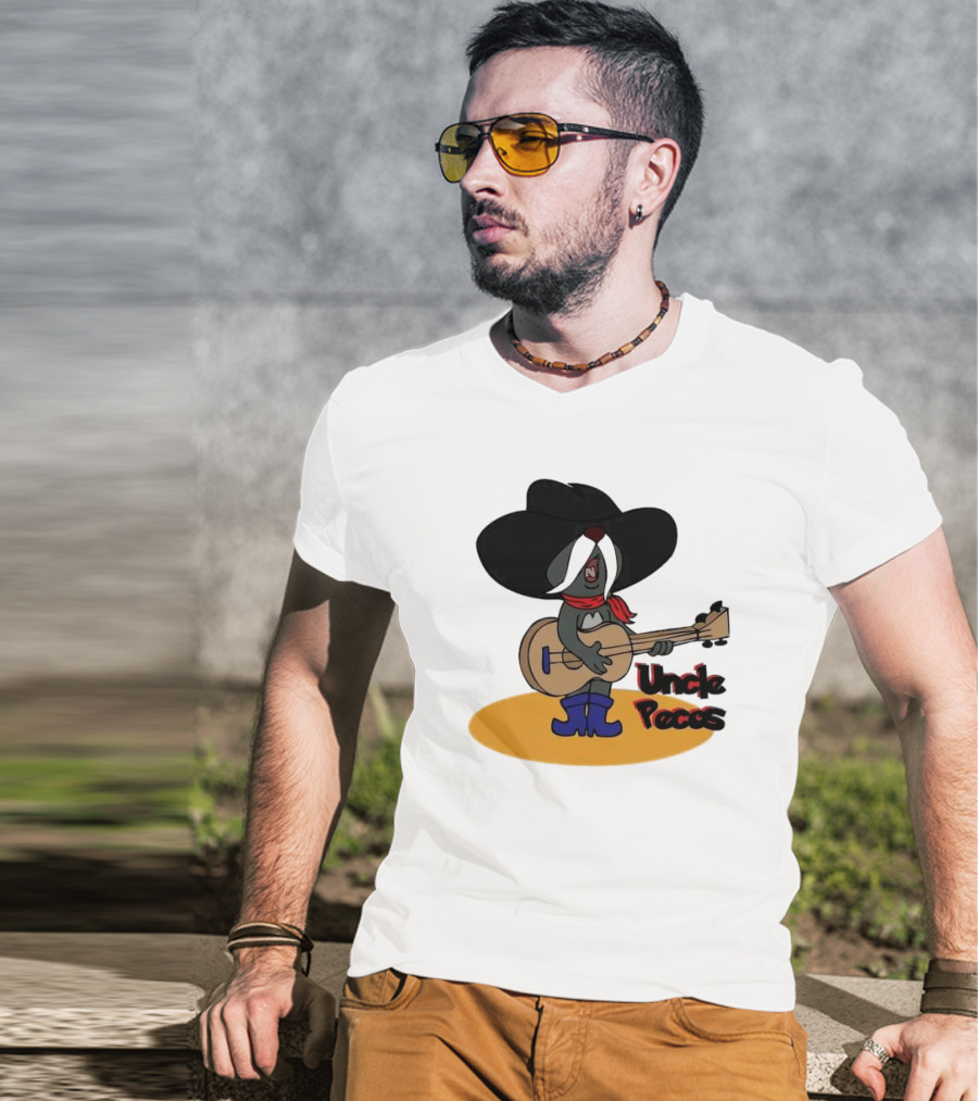 Tom And Jerry Uncle Pecos Playing Guitar With Big Black Hat And Red Scarf T-Shirt