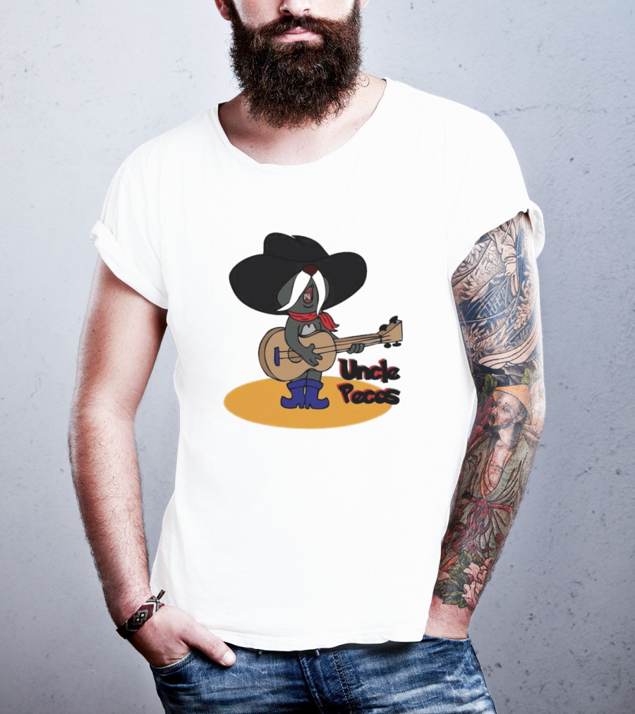 Tom And Jerry Uncle Pecos Playing Guitar With Big Black Hat And Red Scarf T-Shirt
