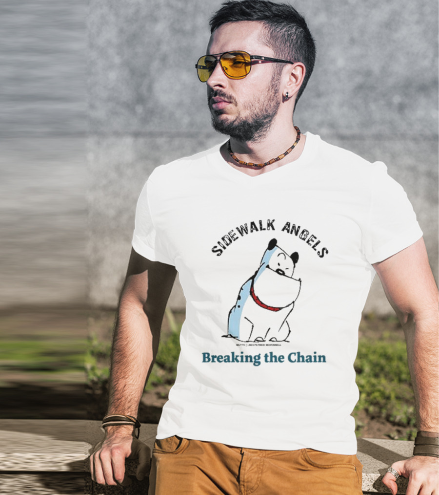 Sidewalk Angels Breaking The Chain Dog With Red Collar T-Shirt