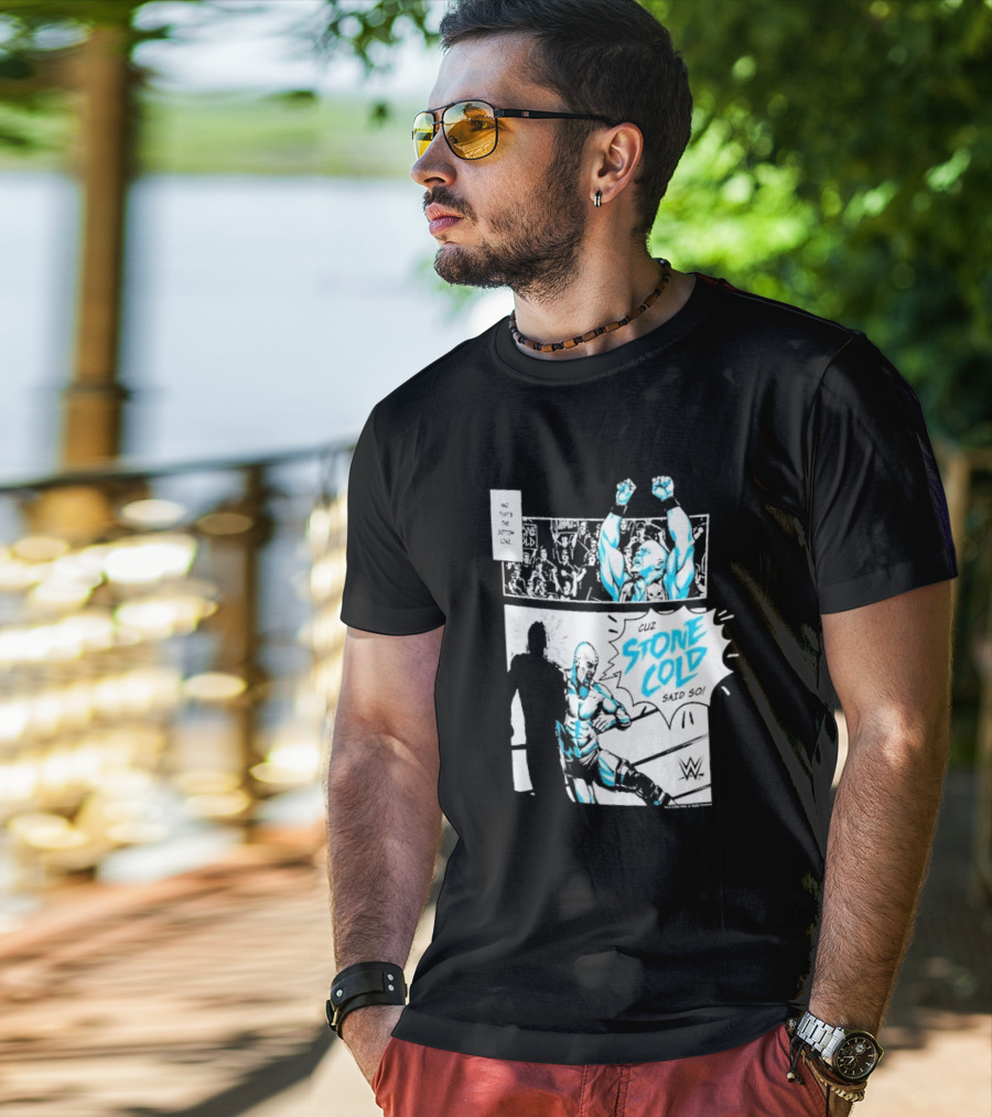 Cuz Stone Cold Said So WWE Comic Panel Stone Cold Steve Austin Ripple Junction T-Shirt
