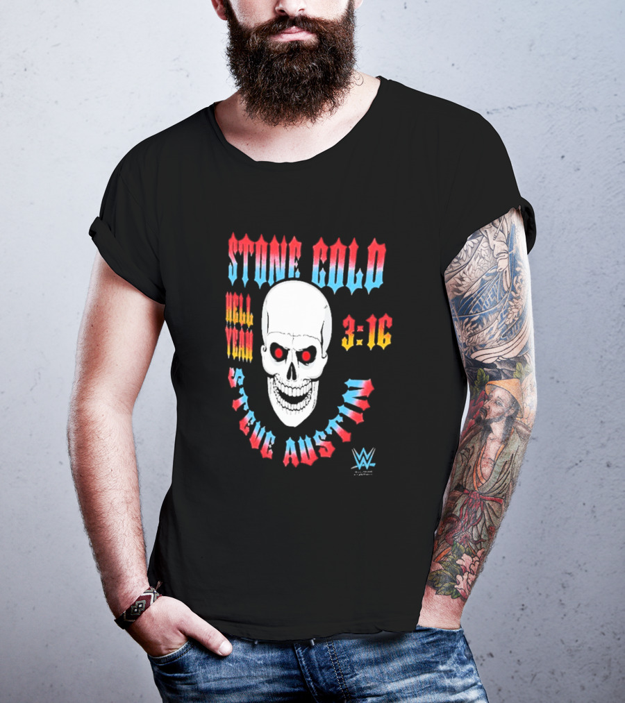 Stone Cold Steve Austin 3 16 Hell Yeah WWE Skull T-Shirt