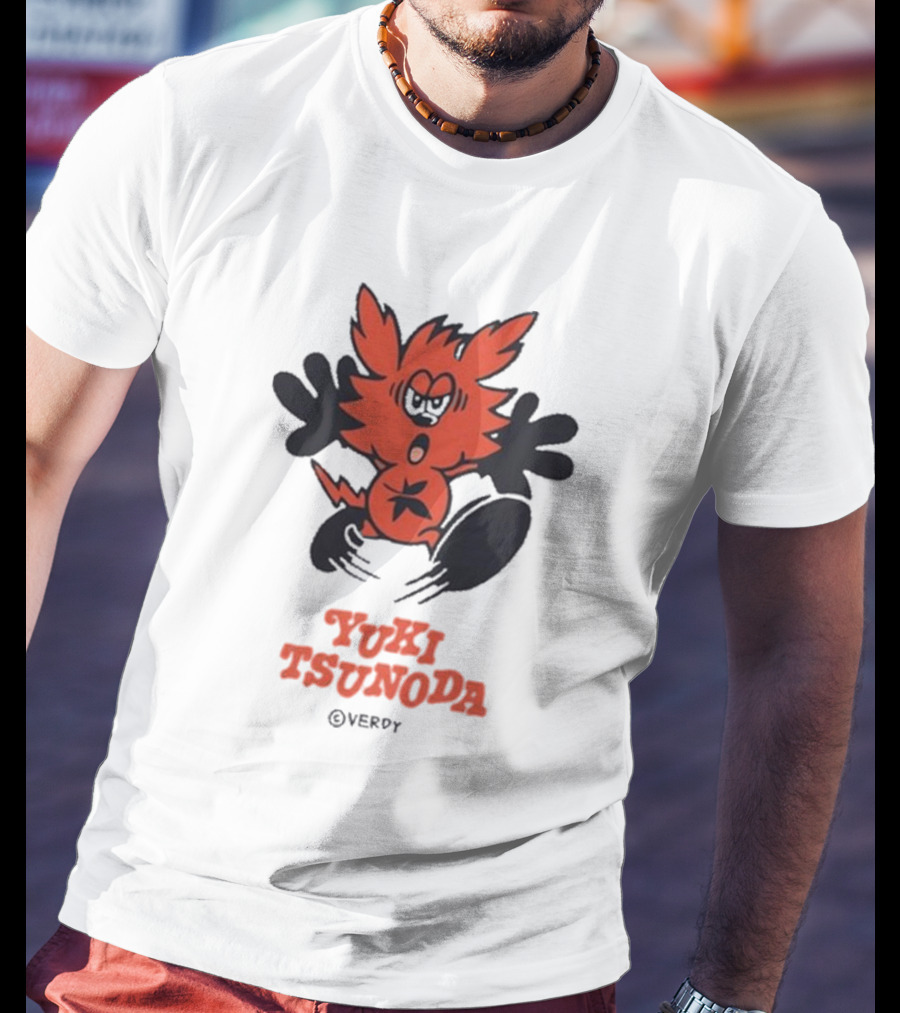 Yuki Tsunoda × Verdy Collaboration Black Tee With Red Cartoon Character T-Shirt