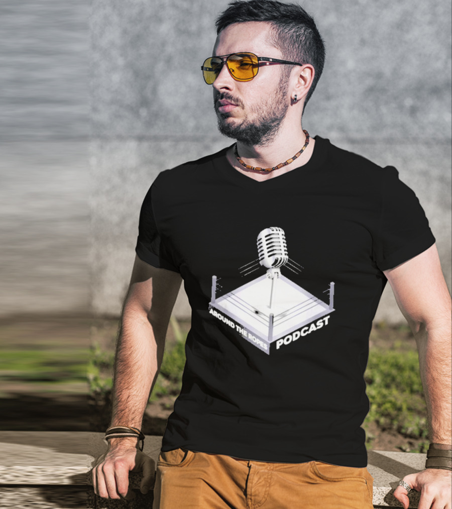 Around The Ropes Podcast Boxing Ring Microphone T-Shirt