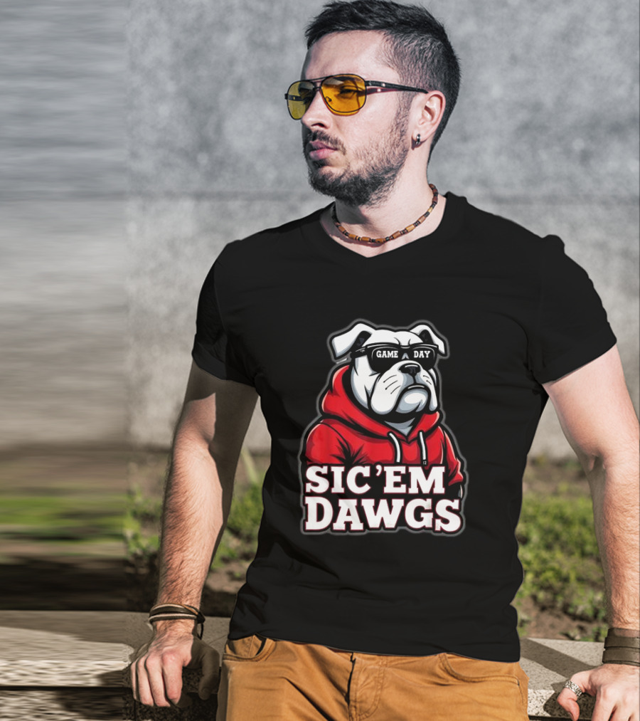 Sic'Em Dawgs Game Day Bulldogs Football Spirit Vintage T-Shirt