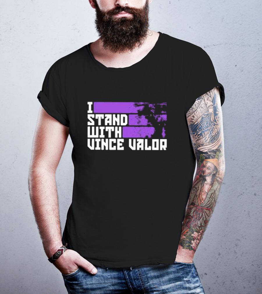 I Stand With Vince Valor Purple Distressed Flag T-Shirt