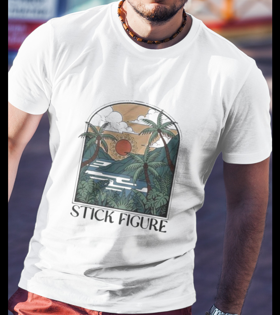 Stick Figure Tropical Sunset Paradise T-Shirt