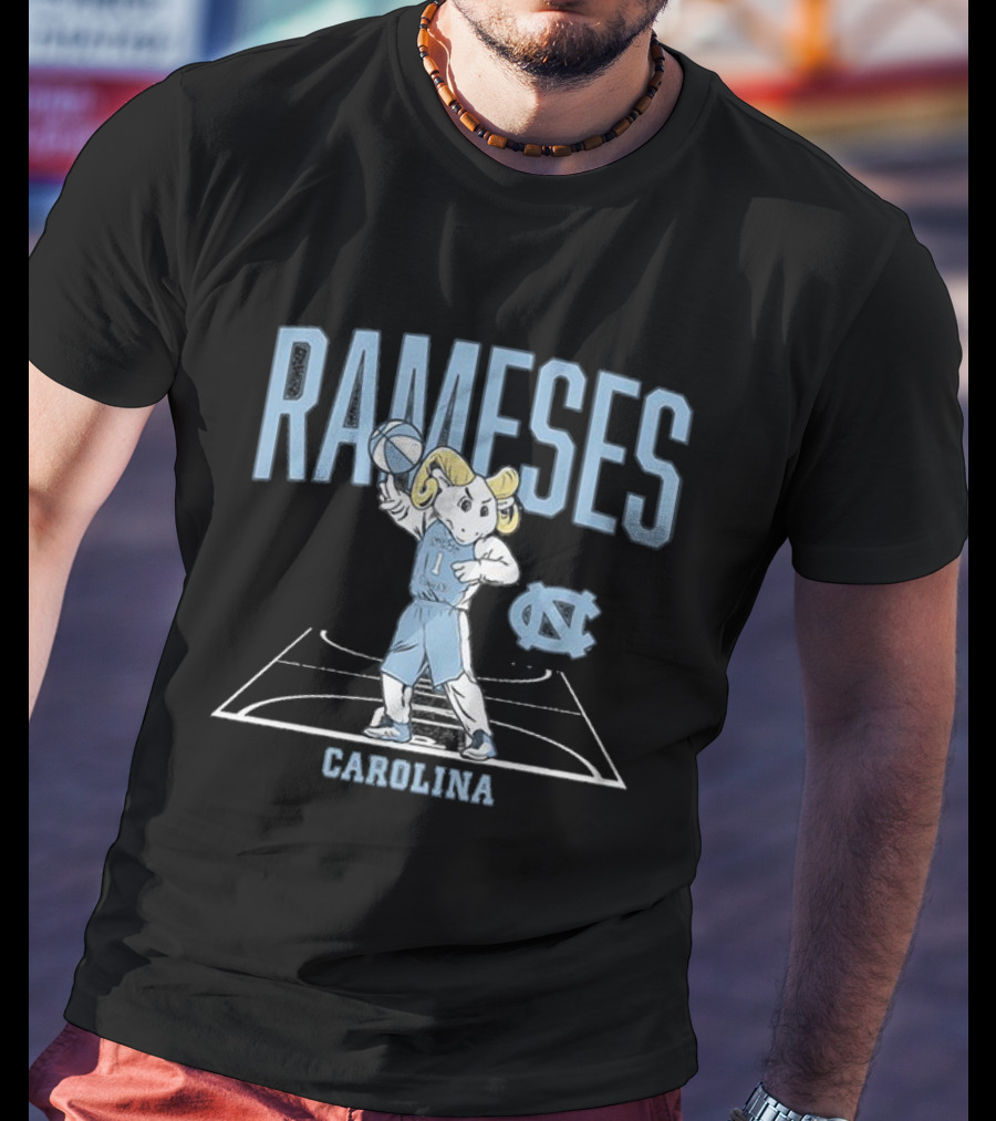 Rameses UNC Basketball Carolina Mascot On Court T-Shirt