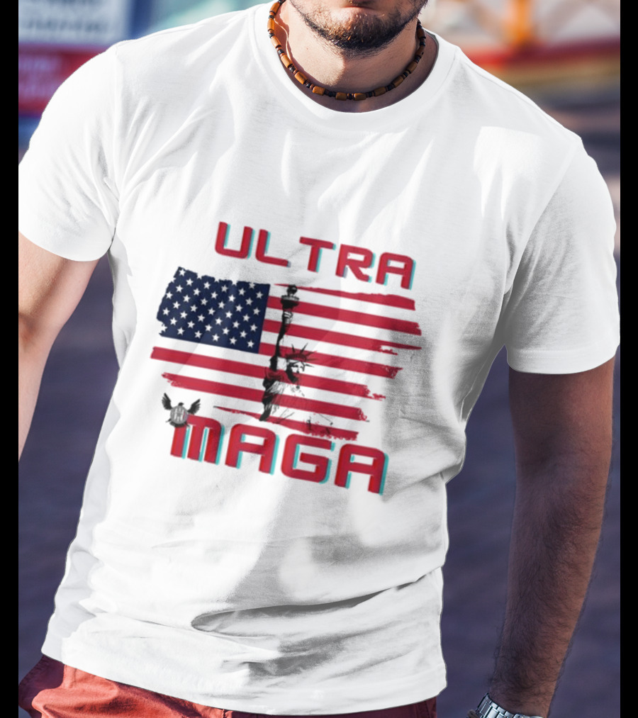 Ultra Maga American Flag With Statue Of Liberty And Eagle T-Shirt