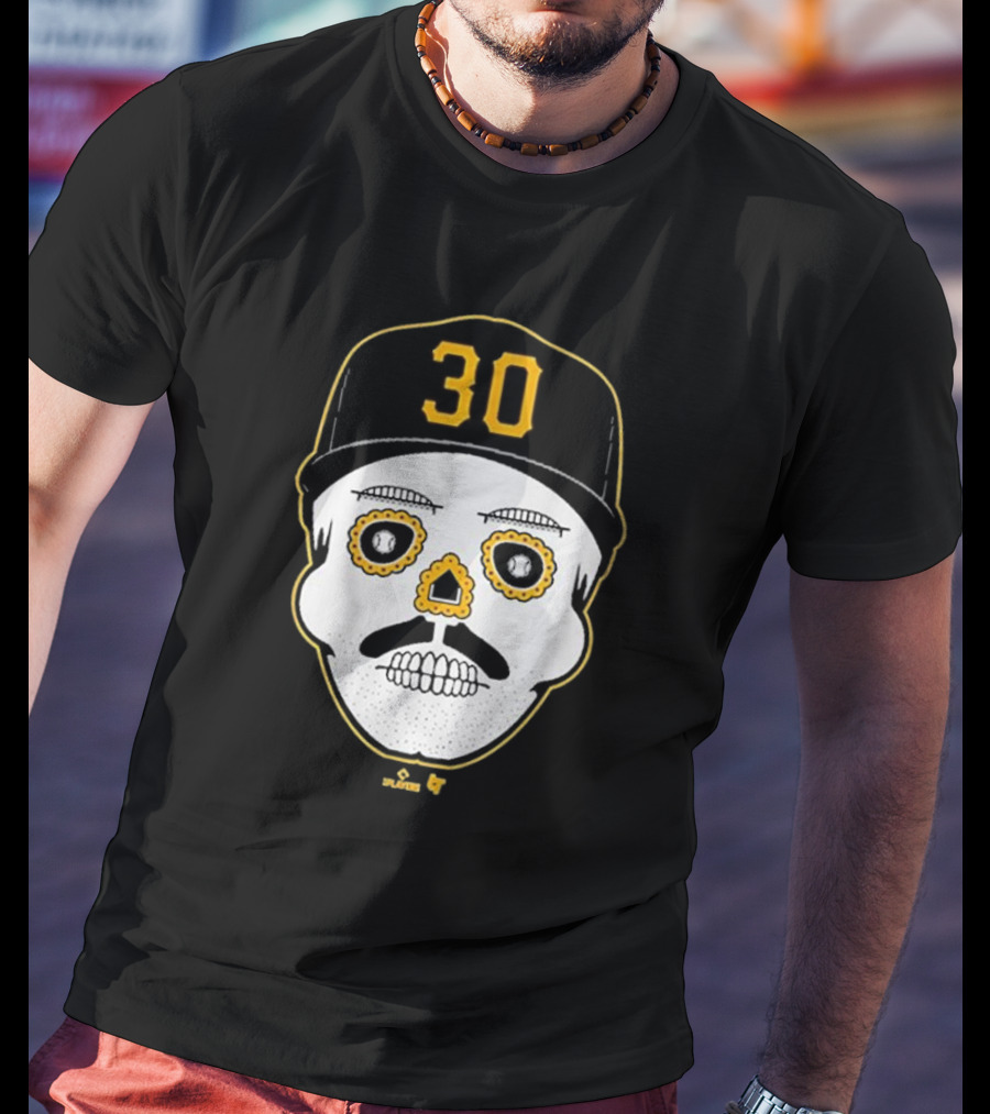 Paul Skenes Sugar Skull 30 Cap Black And Yellow T-Shirt