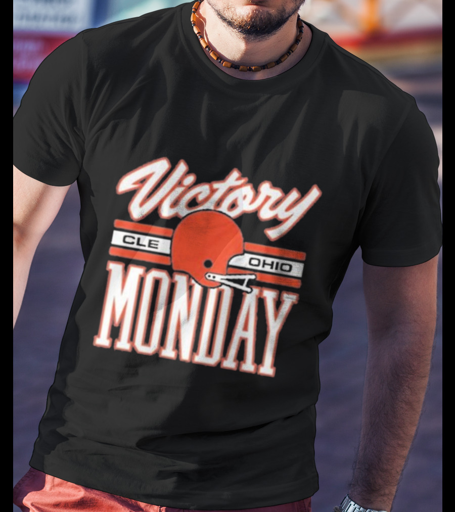 Victory Monday Cle Ohio Football Helmet T-Shirt