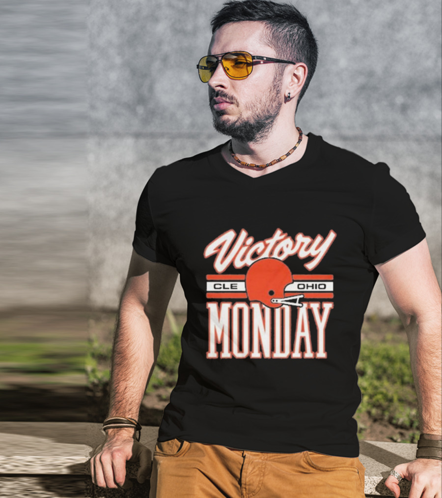 Victory Monday Cle Ohio Football Helmet T-Shirt
