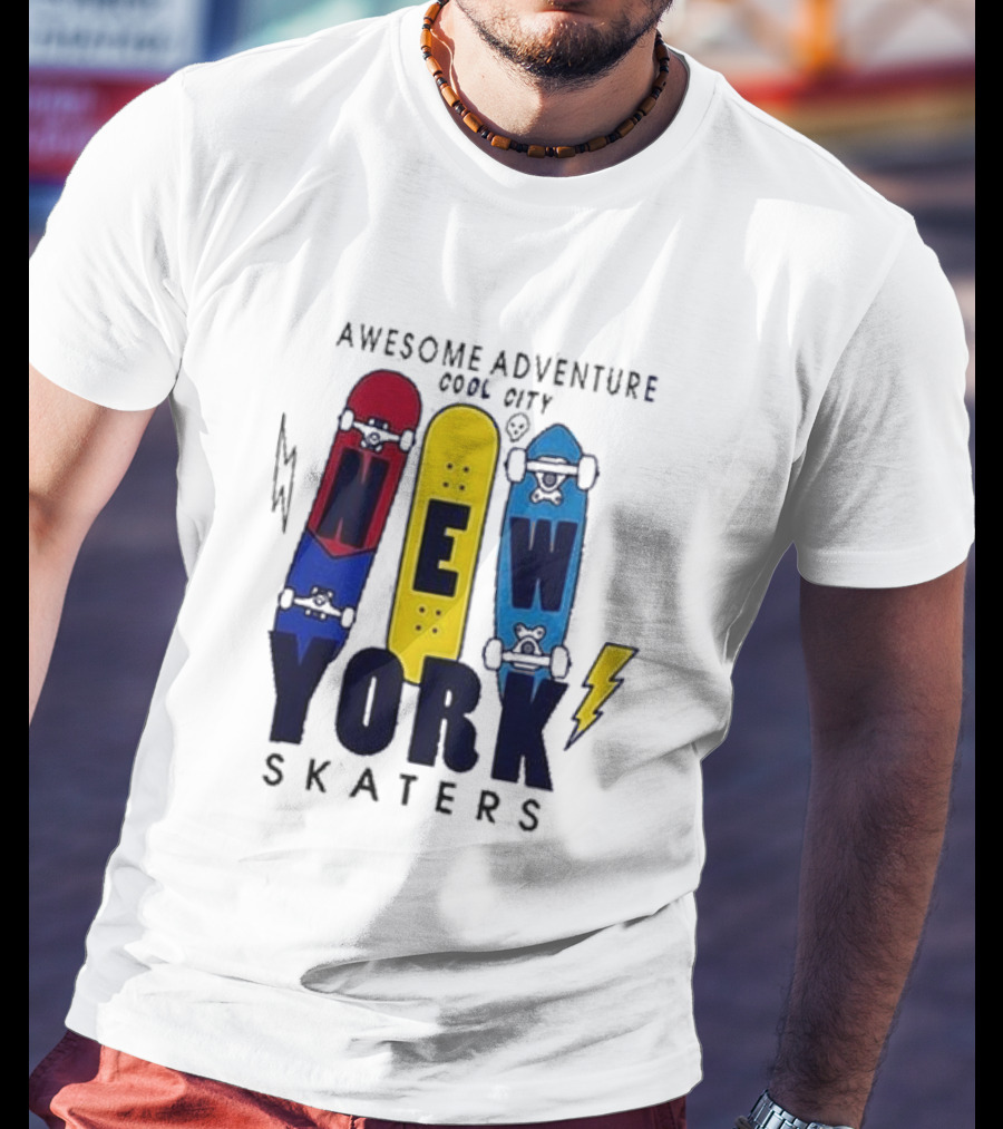 Awesome Adventure New York Skaters Cool City Lightning T-Shirt